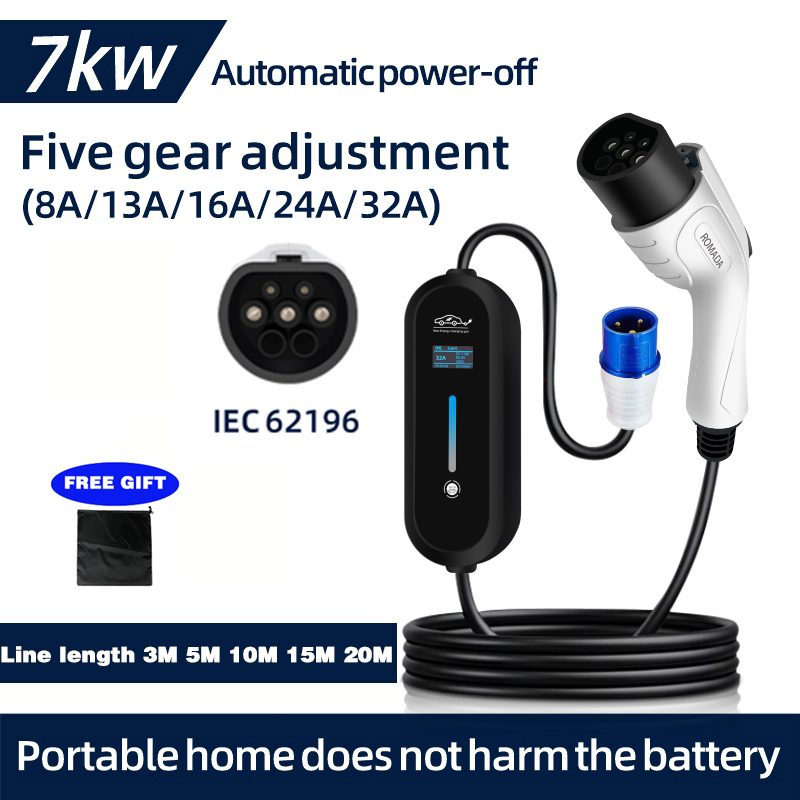 Ev Charger Adapter - Romada 7kw 32a ev carregador portátil